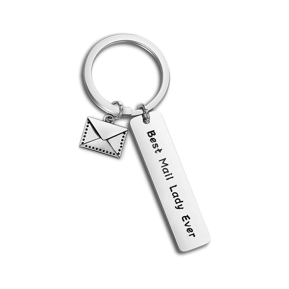 ENSIANTH Mail Carrier Keychain Thank You Gift For Postal Worker Best Mail Lady Gift Letter Charm Keychain (Mail Lady Keychain)