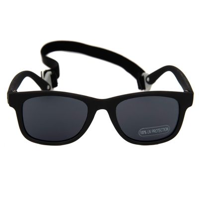 Baby Solo Babyfarer Baby Sunglasses Safe, Soft, Adjustable and Adorable 0-24 Months (0-24 months, Matte Black Babyfarer Frame w/Solid Black Lens)
