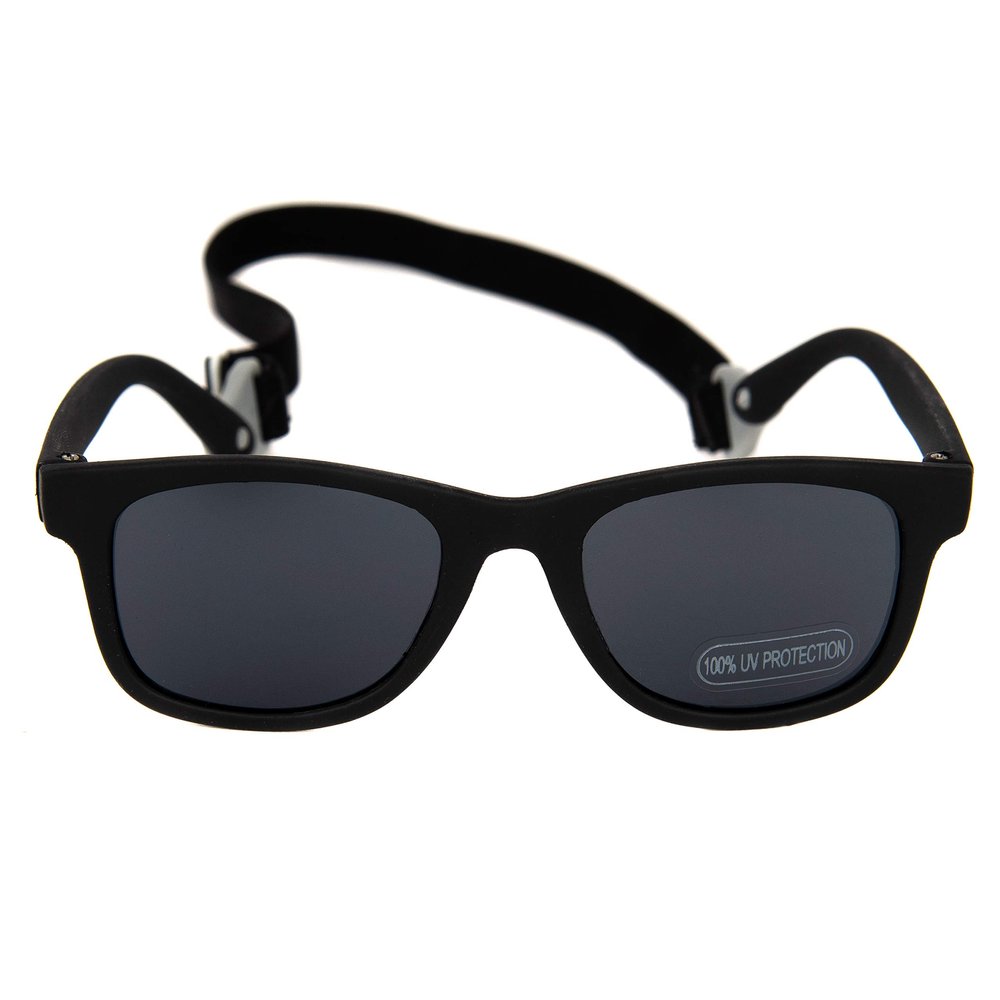 Baby Solo Babyfarer Baby Sunglasses Safe, Soft, Adjustable and Adorable 0-24 Months (0-24 months, Matte Black Babyfarer Frame w/Solid Black Lens)