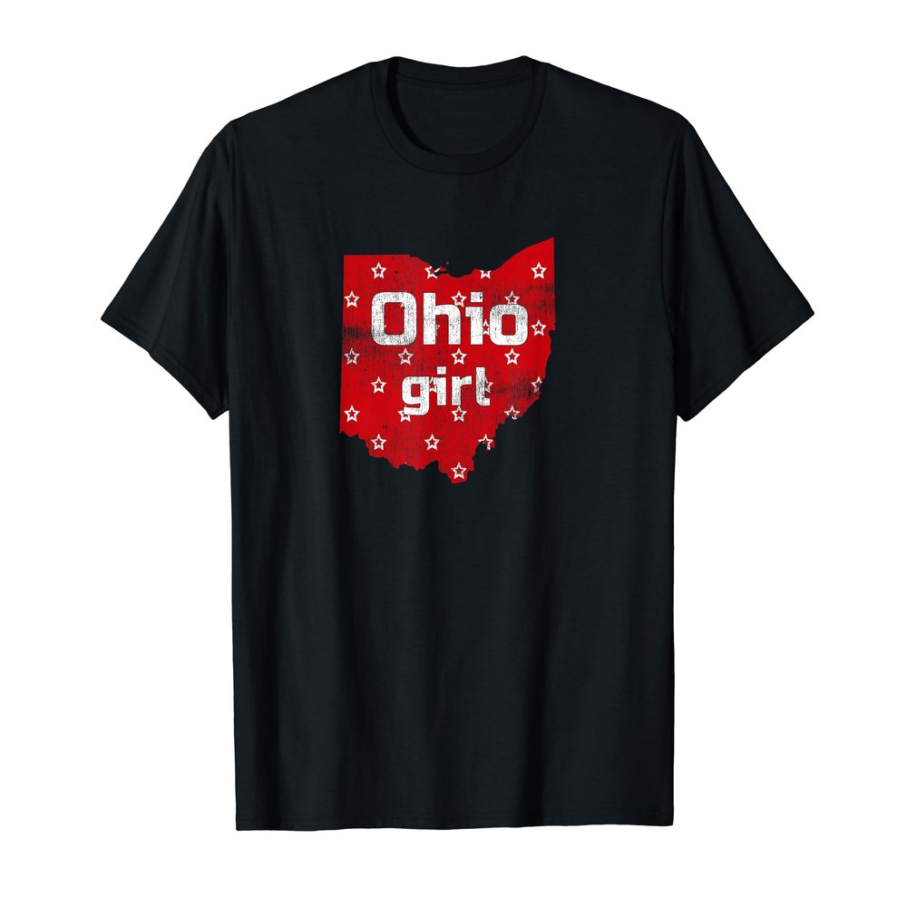 Red stars Ohio map Buckeye Girl T-Shirt