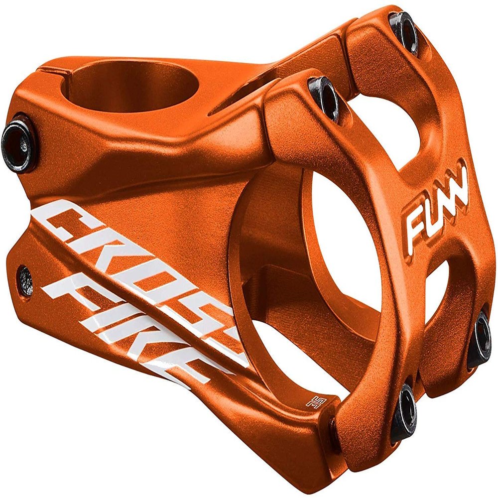 Funn Crossfire Mountain Bike Stem with 35mm Bar Clamp - Durable and Lightweight Alloy Bicycle Stem for Mountain Bike and BMX Bike, Length 35mm stem (Orange)