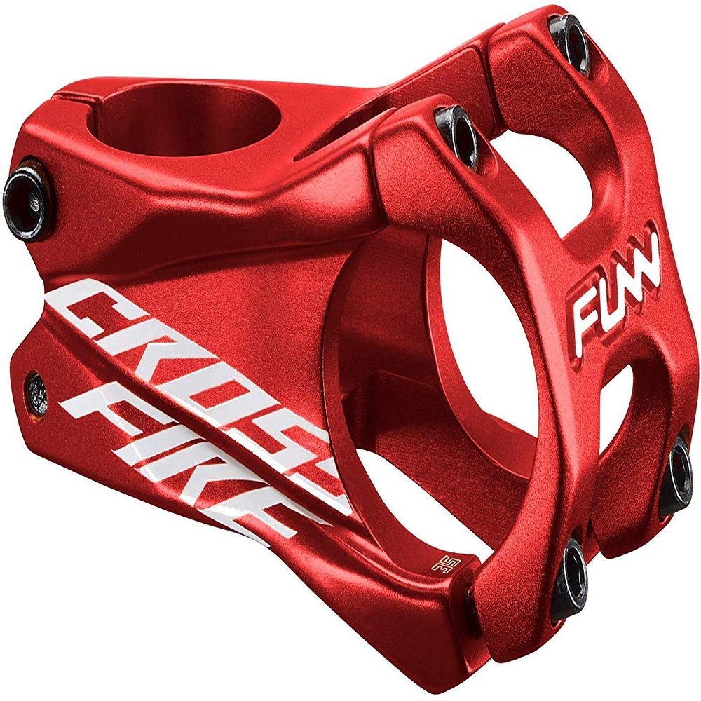 Funn Crossfire Mountain Bike Stem with 35mm Bar Clamp - Durable and Lightweight Alloy Bicycle Stem for Mountain Bike and BMX Bike, Length 35mm stem (Red)