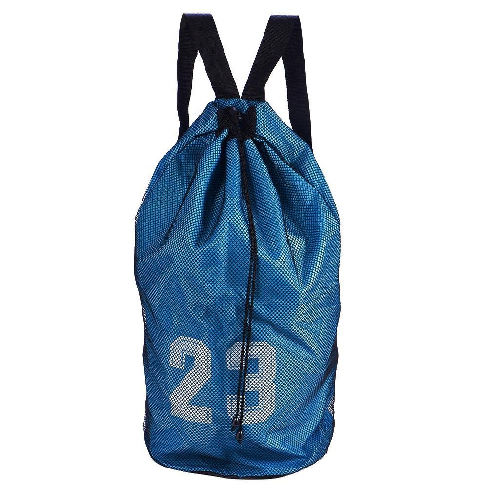 Dioche Mesh Drawstring Backpack, Basketball Football Soccer Sports Training Exercising Mesh Backpack Shoulder Drawstring Bag(29 * 23 * 3cm-Blue)