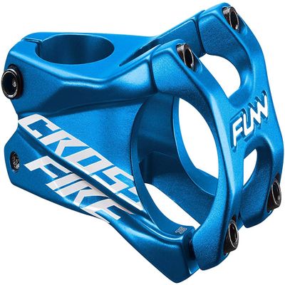 Funn Crossfire Mountain Bike Stem with 35mm Bar Clamp - Durable and Lightweight Alloy Bicycle Stem for Mountain Bike and BMX Bike, Length 35mm stem (Blue)