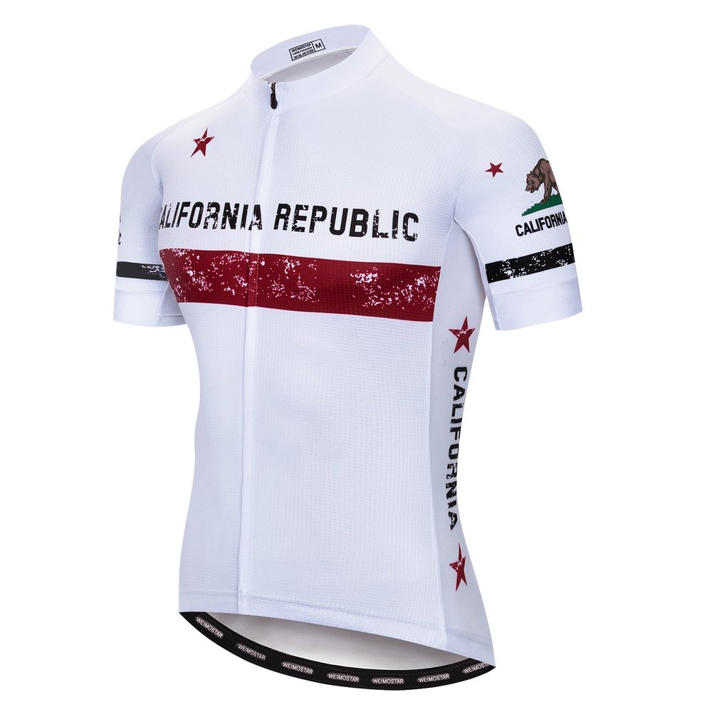 MTB Cycling Jersey Men's Short Sleeve Bike Zip Mountain Road Clothes Bicycle Top Shirts Breathable Summer Pro Team Sports Racing Cycle for Men Quick Dry White L
