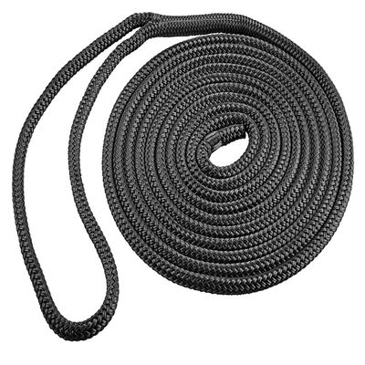 ACY Marine Double Braided Nylon Dock Line (Black, 1/2-Inch x 15-Feet)