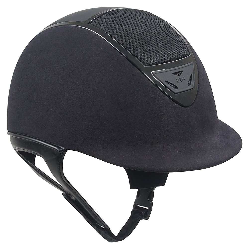 IRH XLT Black Suede Horse Riding Helmet with Gloss Frame, XLarge
