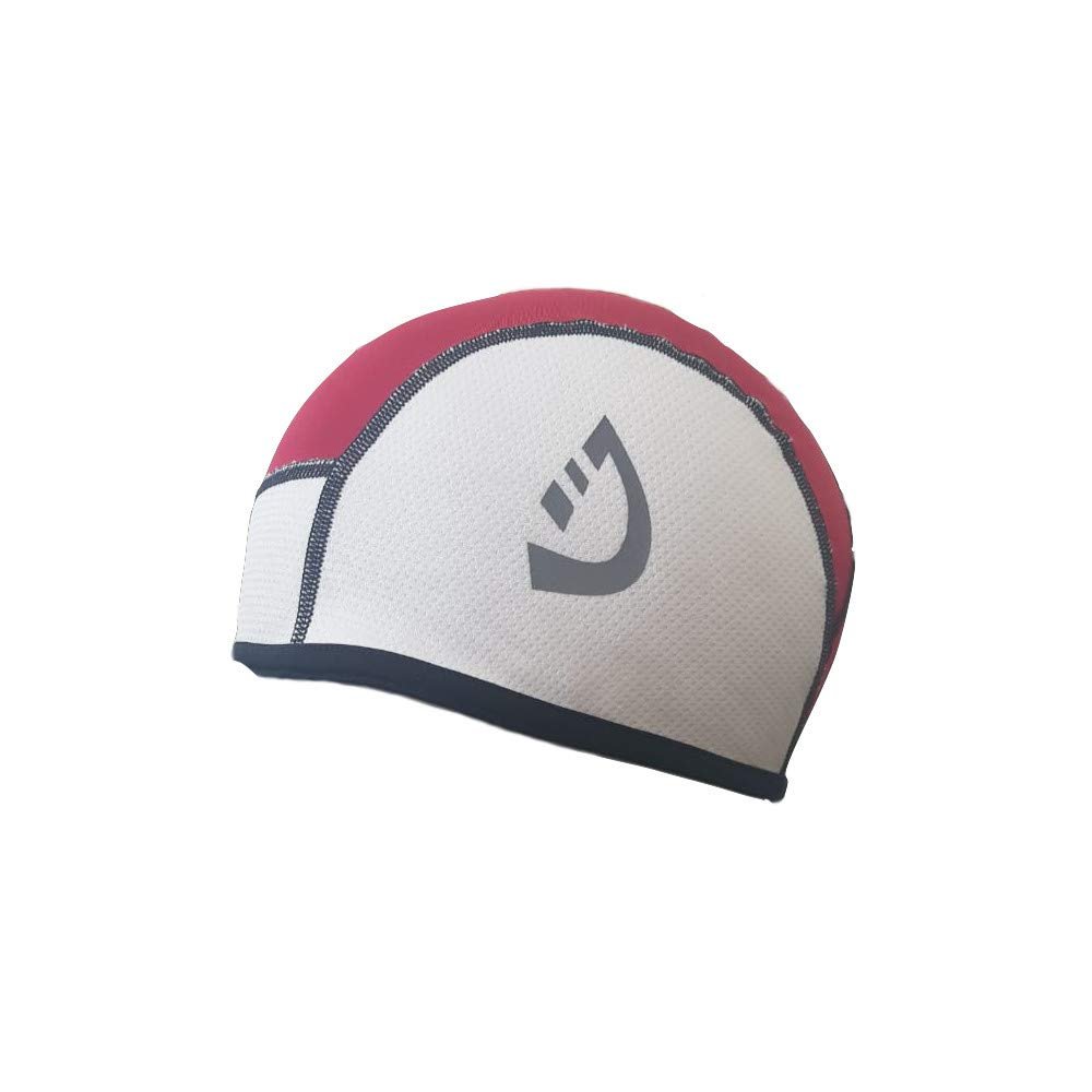 Deckra Cycling Skull Cap Thermal Cold Wear Elegant Design Biking Under Helmet Stretchable Elasticated Bicycle Running Cap (White Red)
