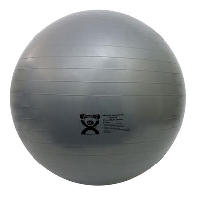 CanDo Inflatable Exercise Ball Silver 33.5" Durable Extra Thick Non-Slip Stability Ball for Core Workouts Yoga Pilates Active Seating Physical Therapy Pregnancy Home Gym Flexibility
