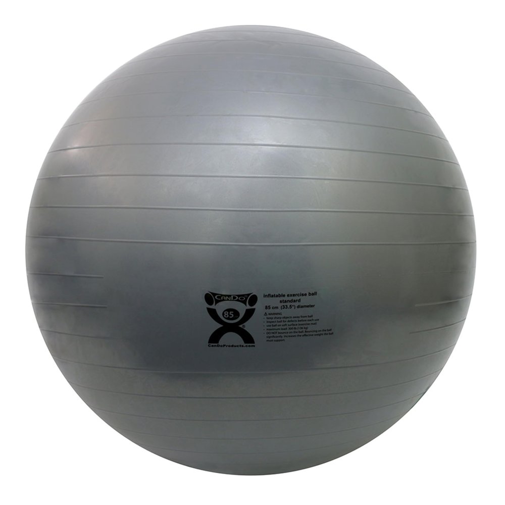 CanDo Inflatable Exercise Ball Silver 33.5" Durable Extra Thick Non-Slip Stability Ball for Core Workouts Yoga Pilates Active Seating Physical Therapy Pregnancy Home Gym Flexibility