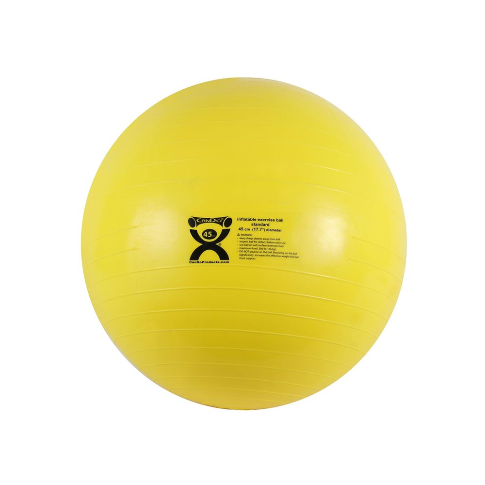 CanDo Inflatable Exercise Ball Yellow 17.7" Durable Extra Thick Non-Slip Stability Ball for Core Workouts Yoga Pilates Active Seating Physical Therapy Pregnancy Home Gym Flexibility