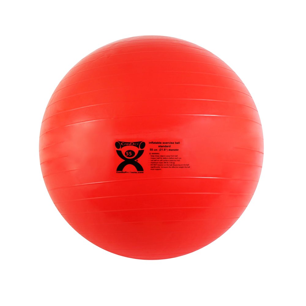 CanDo Inflatable Exercise Ball - Red 21.7", Durable Extra Thick Non-Slip Stability Ball for Core Workouts, Yoga, Pilates, Active Seating, Physical Therapy, Pregnancy, Home Gym, Flexibility