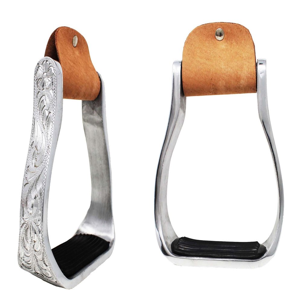 Challenger Tack Horse Saddle Aluminium Western Riding SS Stirrups Leather Tread 51153