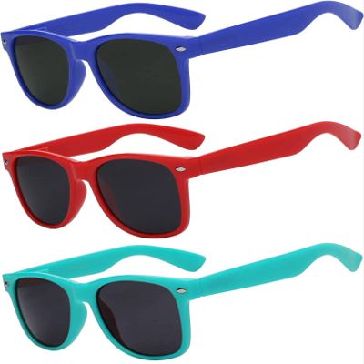 3 Pairs Kids Polarized Smoke Lens Matte Frame Glasses Blue Dark Red Turquoise