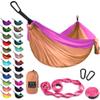 Gold Armour Camping Hammock - XL Double Hammock Portable Hammock Camping Accessories Gear for Outdoor Indoor with Tree Straps, USA Based Brand (Peach and Pink) view 1