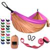 Gold Armour Camping Hammock - Portable Hammock Single Hammock Camping Accessories Gear for Outdoor Indoor Adult Kids, USA Based Brand (Peach & Pink) view 1
