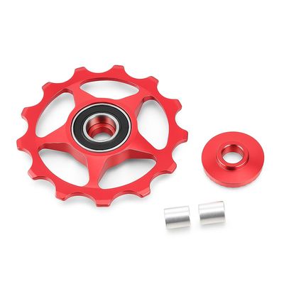 11T/13T Derailleur Pulley Aluminium Alloy Wheel Rear Derailleur Pulley Wheel Pulley for Mountain Road Bike(13T Red)