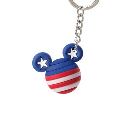 Disney 85559 Mickey Mouse American Flag Icon Ball Key Ring, Multicolor