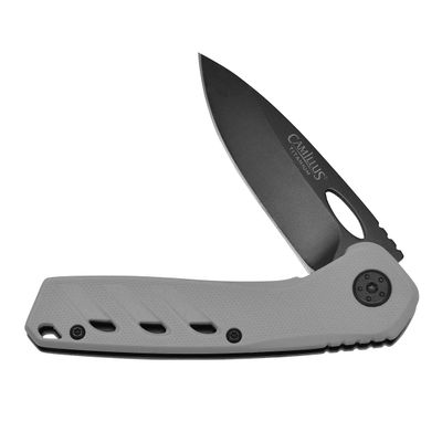 Camillus Slot 6.75" Folding Knife, AUS-8 Stainless Steel Treated in Carbonitride Titanium Non-Stick + Glass Filled Nylon, Quick Launch Dual Bearing System, Liner