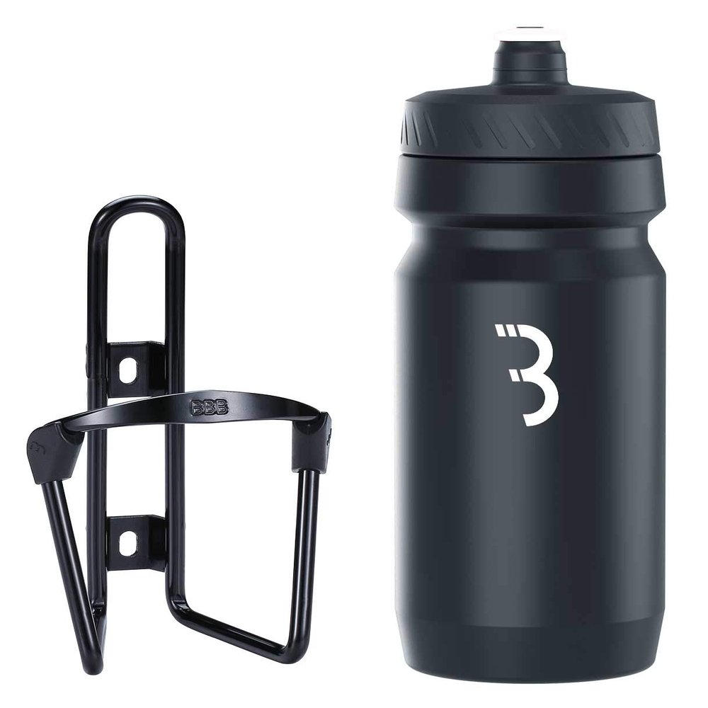 BBB Cycling BBC-03C Combo FuelTank CompTank, Water Bottle 550ml and Cage for Bikes, Universal Fit (Black/Black White)