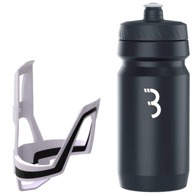 BBB Cycling BBC-39C Combo FuelTank CompTank, Water Bottle 550ml and Cage for Bikes, Universal Fit (White Black/Black White)