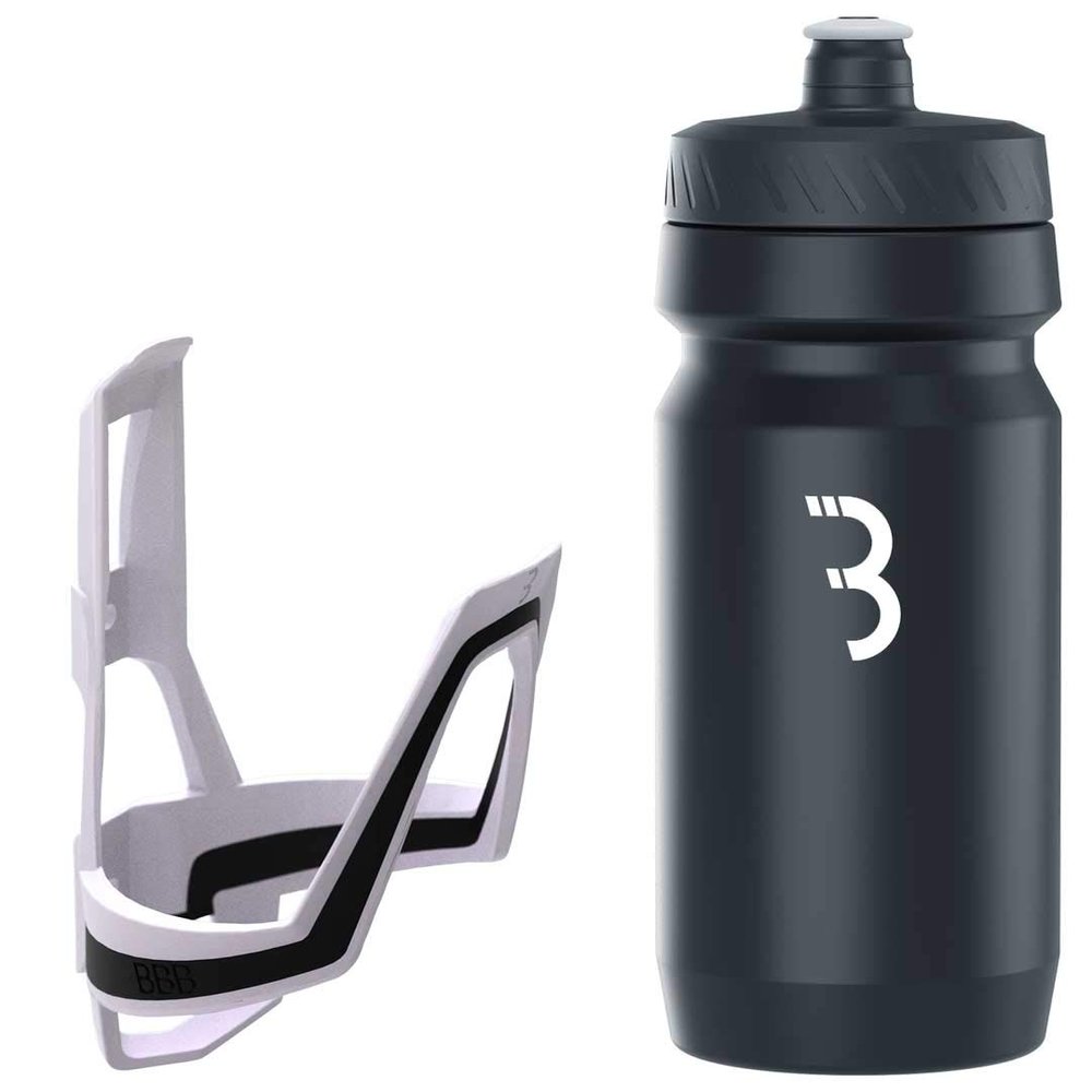 BBB Cycling BBC-39C Combo FuelTank CompTank, Water Bottle 550ml and Cage for Bikes, Universal Fit (White Black/Black White)