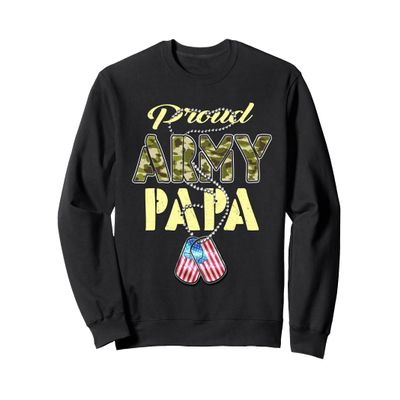 Proud Army Papa US Flag Camo Dog Tags Pride Military Grandpa Sweatshirt