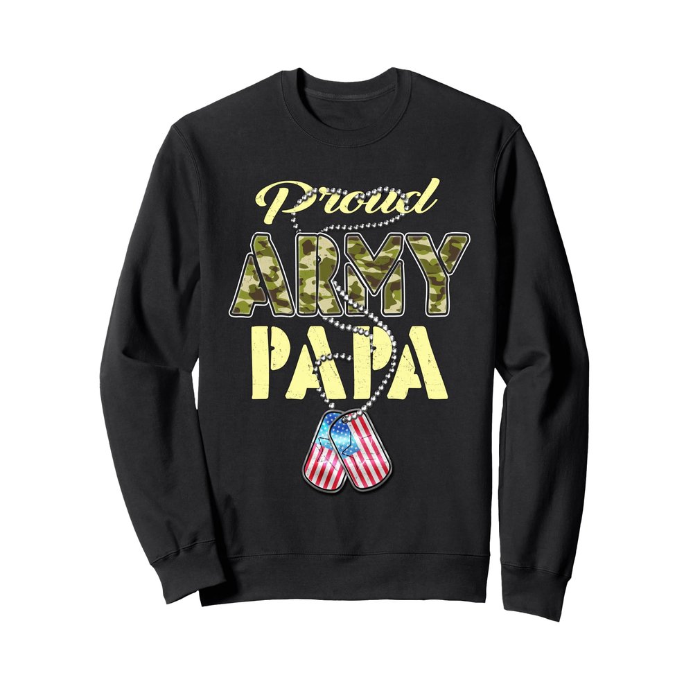 Proud Army Papa US Flag Camo Dog Tags Pride Military Grandpa Sweatshirt