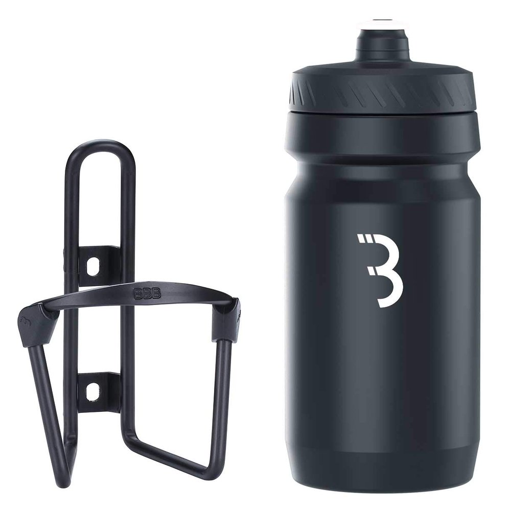 BBB Cycling BBC-03C Combo FuelTank CompTank, Water Bottle 550ml and Cage for Bikes, Universal Fit (Matt Black/Black White)