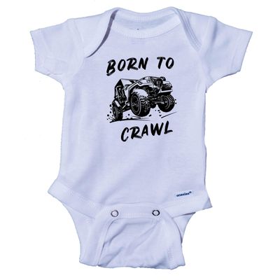 Snappy Suits Born to Crawl Off-roading 4x4 Offroad Crawler Cute Infant Bodysuit Baby Romper Short Sleeve (Black, 3-6 Months)