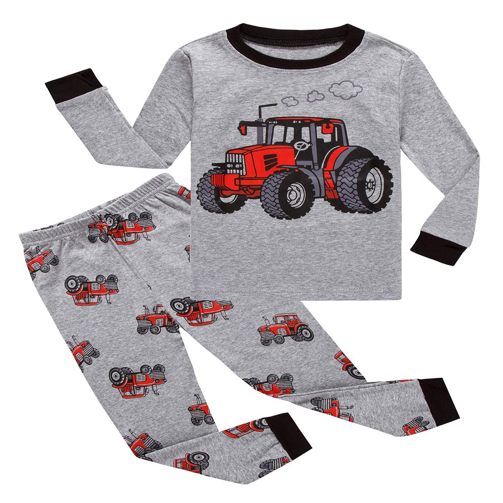 Family Feeling Tractor Little Boys Long Sleeve Pajama Sets for Child Cotton Pyjamas Toddler Kids Pjs Size 3T