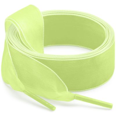WEGOODZF Women Sheer Shoe Laces: 2 Pairs 2CM Wide 39 inch Light Green Organza Shoelaces for Sneakers