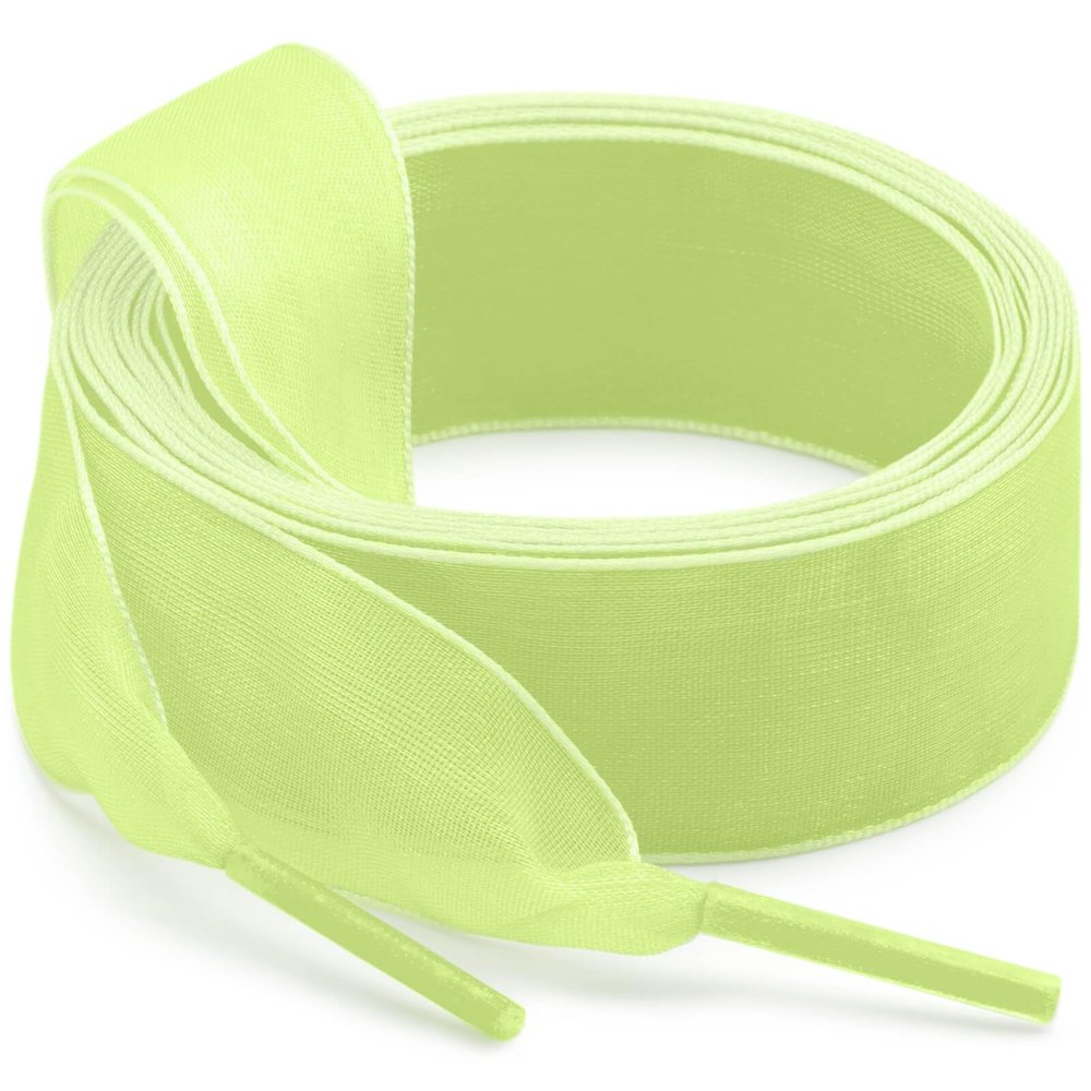 WEGOODZF Women Sheer Shoe Laces: 2 Pairs 2CM Wide 39 inch Light Green Organza Shoelaces for Sneakers