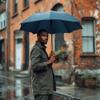 SoulRain 48" Large Umbrella Windproof Stick Umbrellas for Rain, Automatic Open, Vintage Cane Navy Blue big Umbrella with Classic Wooden Handle,Open for 2 Persons adult,for Women & Men(Navy Blue) view 3