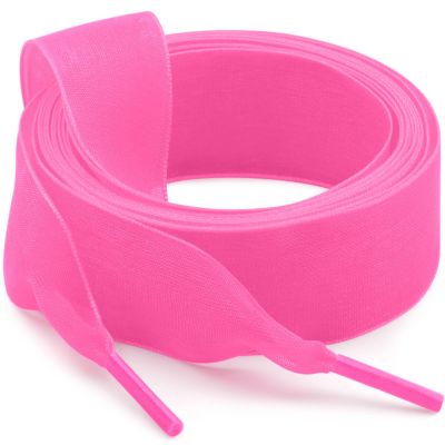 WEGOODZF Women Sheer Shoe Laces: 2 Pairs 2CM Wide 39 inch Hot Pink Organza Shoelaces for Sneakers