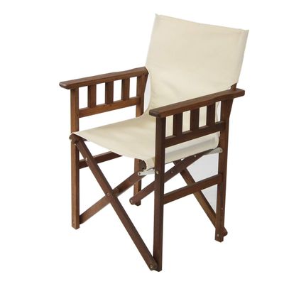 BYER OF MAINE Pangean Campaign Chair, Portable Hardwood Folding Chair with Heavy-Duty Canvas Seat Material. Ideal Patio, Deck & Camping Seat 20d 23w 36h, 250 lbs Capacity, Natural