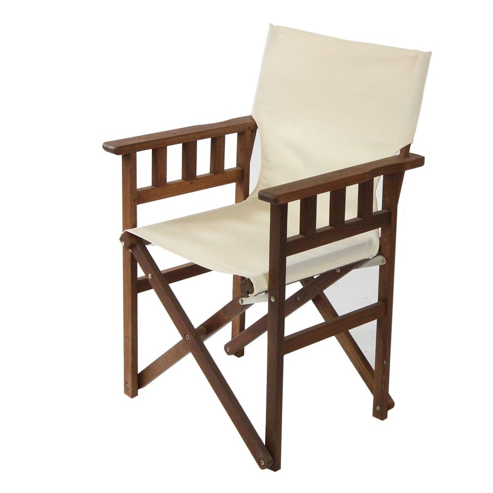 BYER OF MAINE Pangean Campaign Chair, Portable Hardwood Folding Chair with Heavy-Duty Canvas Seat Material. Ideal Patio, Deck & Camping Seat 20d 23w 36h, 250 lbs Capacity, Natural