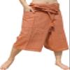 RaanPahMuang Thin Striped Cotton Plus Fisherman Capri Wrap Plus Pants, XX-Large, Burnt Sienna Brown view 1