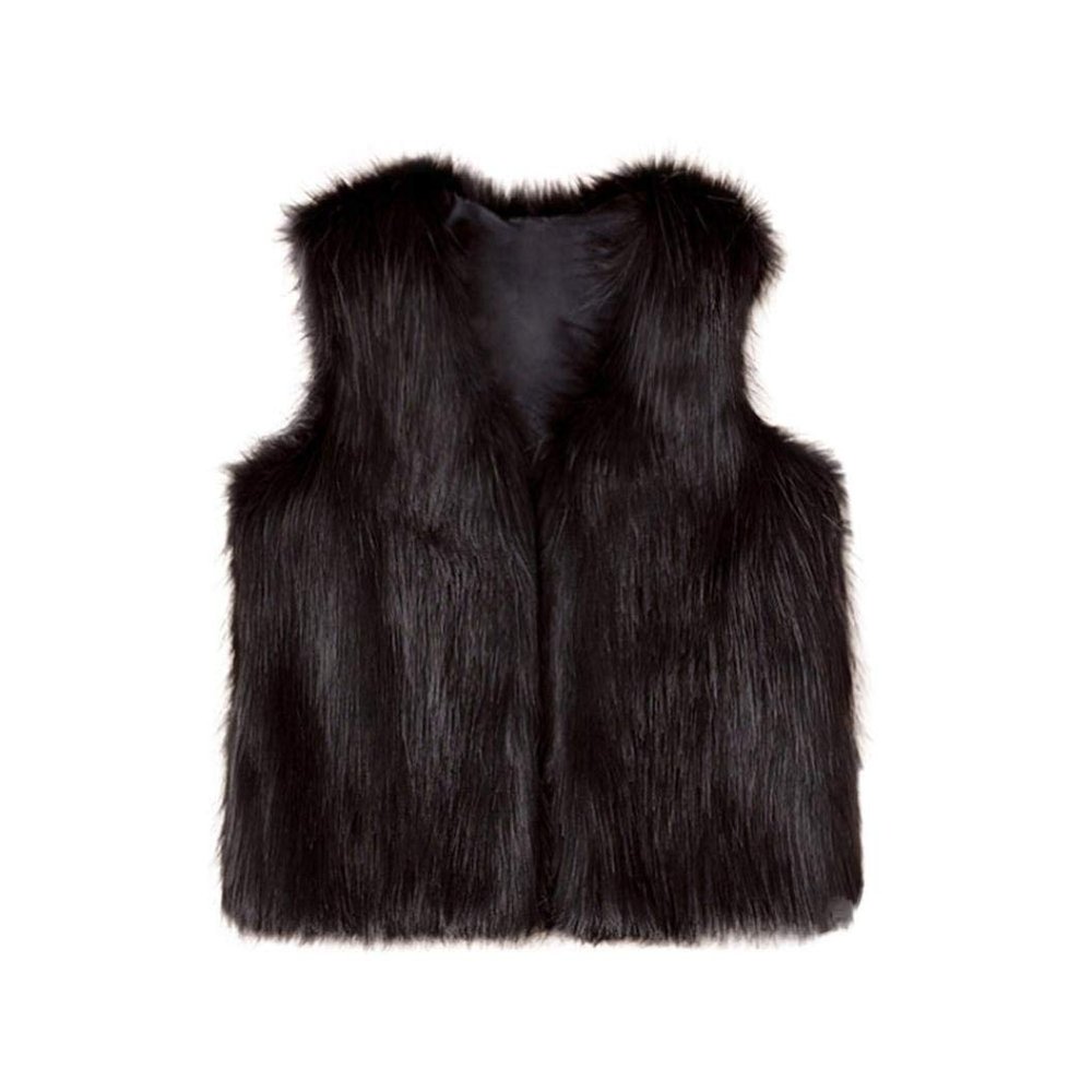 Moonker Girls Faux Fur Waistcoat for 3-8 Years Old,Baby Girls Children Kids Winter Warm Clothes Thick Vest Coat Outwear (3-4 Years Old, Black)