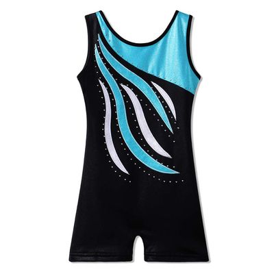 BAOHULU Leotard for Toddler Girls Gymnastics Shorts Sparkle Embroidery Tank Biketards One Piece B165_BlackBlue_130