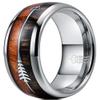 THREE KEYS JEWELRY 6mm Mens Silver Tungsten Rings Two Tone Zebra Acacia Wood & Antler Arrows Inlay Hunting Wedding Band Unisex High Polished Domed Comfort Fit Durable, Size 10 view 1