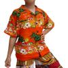 Full Funk Childrens Hawaiian Shirt in Summer Printed Rayon Seaside Beach Fun, 10 Years-12 Years, CoconutTree&Glasses in Orange view 2