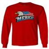 0055. Merica Eagle USA American Flag United States America Men's Long Sleeve t Shirt (Red, Small)