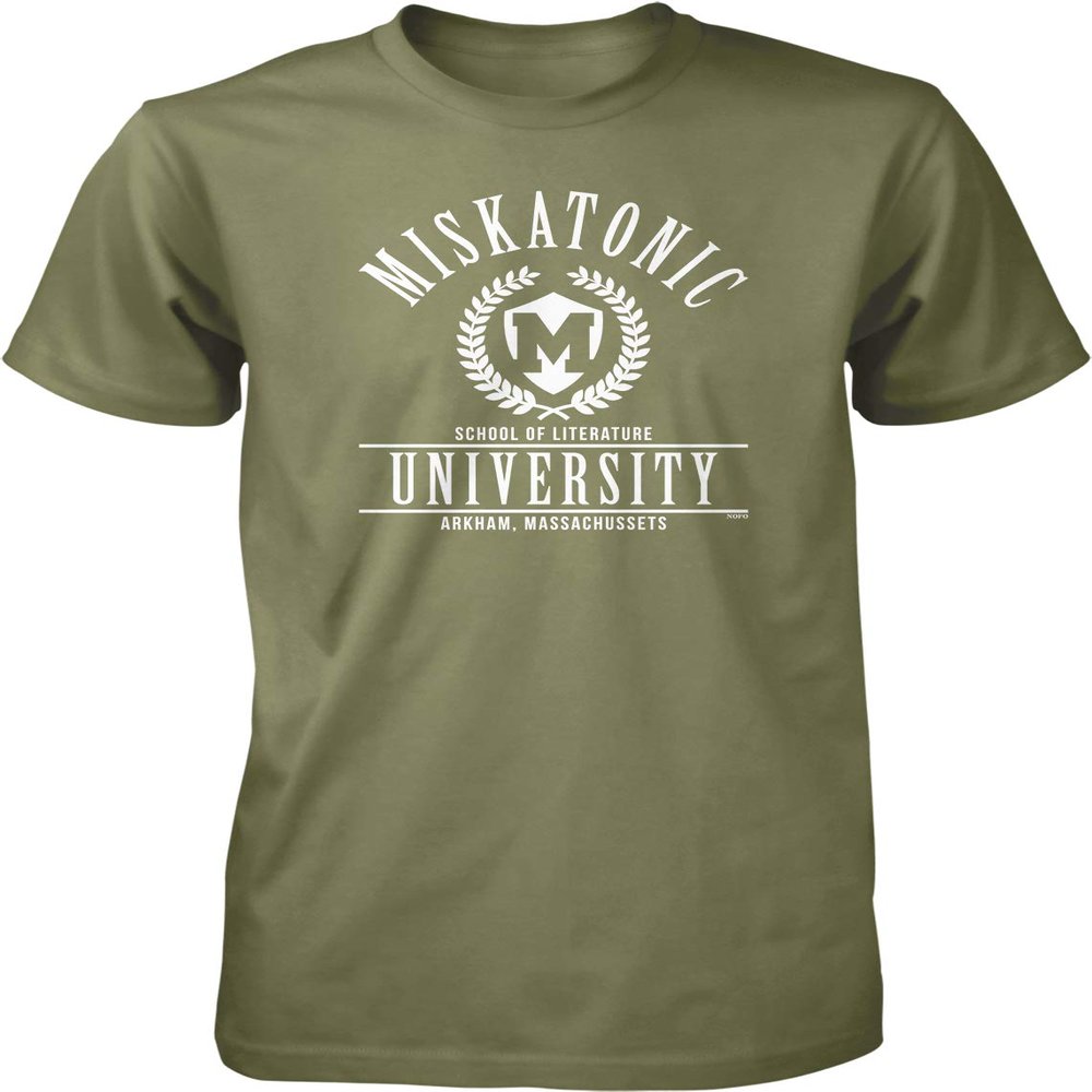 NOFO Clothing Co Miskatonic University, Arkham, MA Men's T-Shirt, XXL Moss