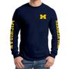 AL1120 - Michigan Wolverines Double Sleeve Print Long Sleeve - 2X-Large - Navy view 4