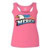 0055. Merica Eagle USA American Flag United States America Women's Tank Top Racerback (Pink Small)