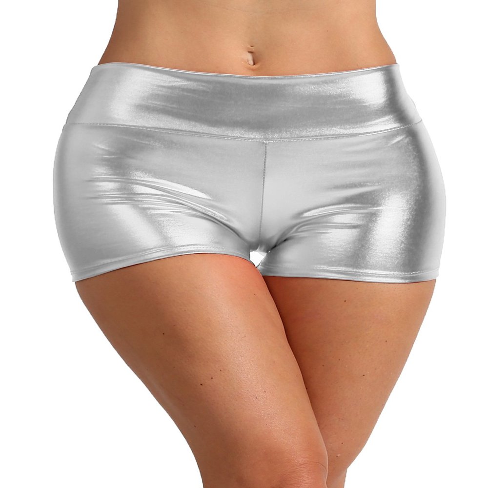 NE PEOPLE Womens Sexy Shorts Metallic/Satin Spandex Hot Pants Made in USA