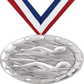 Crown Awards Swim Medals - 2" Silver Swim Team Medal Award