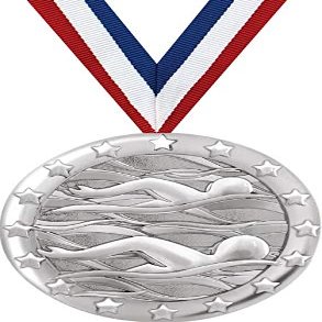 Crown Awards Swim Medals - 2" Silver Swim Team Medal Award