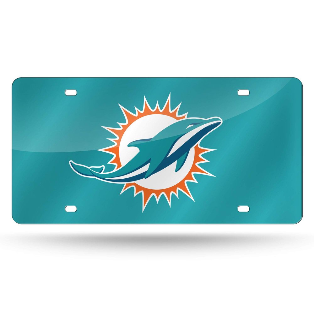 Rico Industries NFL Football Miami Dolphins Teal Color Laser Cut Tag